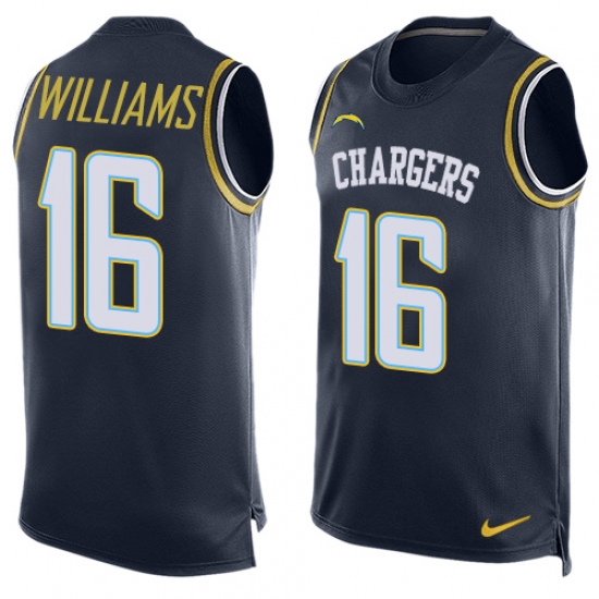 Men's Nike Los Angeles Chargers #16 Tyrell Williams Limited Navy Blue Player Name & Number Tank Top NFL Jersey - Ujersey