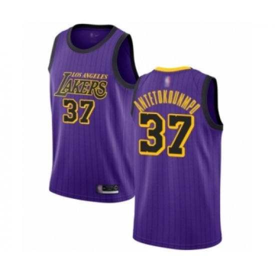 Men's Los Angeles Lakers #37 Kostas Antetokounmpo Authentic Purple Basketball Jersey - City Edition - Ujersey