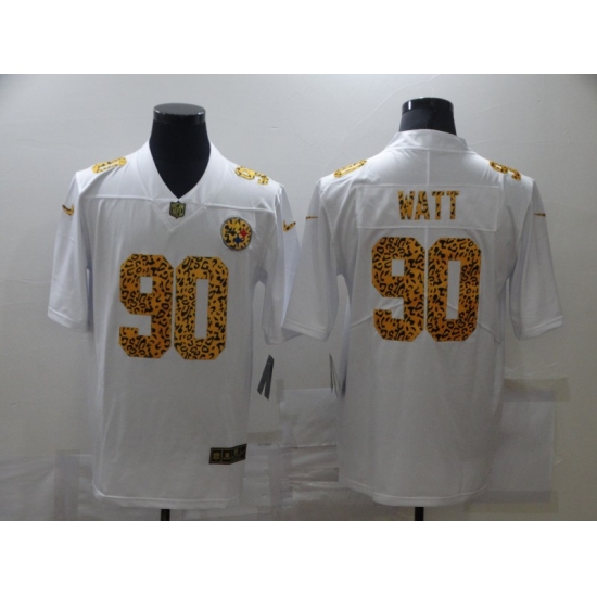 Men's Pittsburgh Steelers #90 T. J. Watt White Nike Leopard Print Limited Jersey - Ujersey