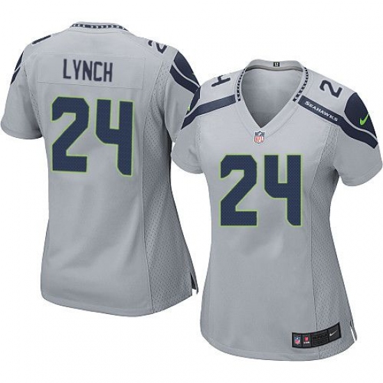 Women's Nike Seattle Seahawks #24 Marshawn Lynch Game Grey Alternate NFL Jersey - Ujersey