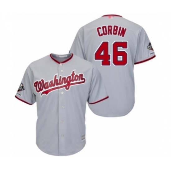 Youth Washington Nationals #46 Patrick Corbin Authentic Grey Road Cool Base 2019 World Series Champions Baseball Jersey - Ujersey