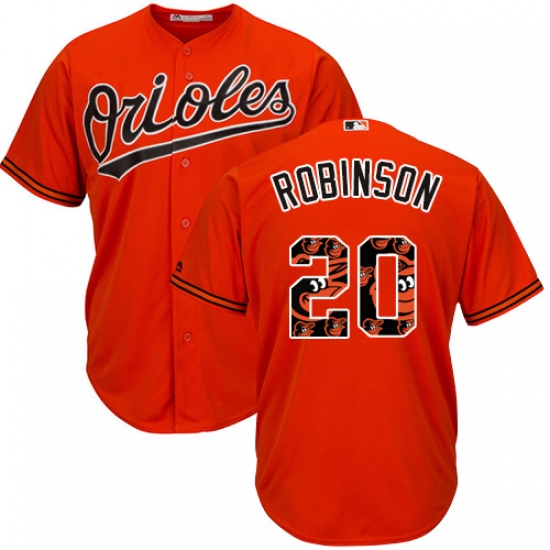 Men's Majestic Baltimore Orioles #20 Frank Robinson Authentic Orange Team Logo Fashion Cool Base MLB Jersey