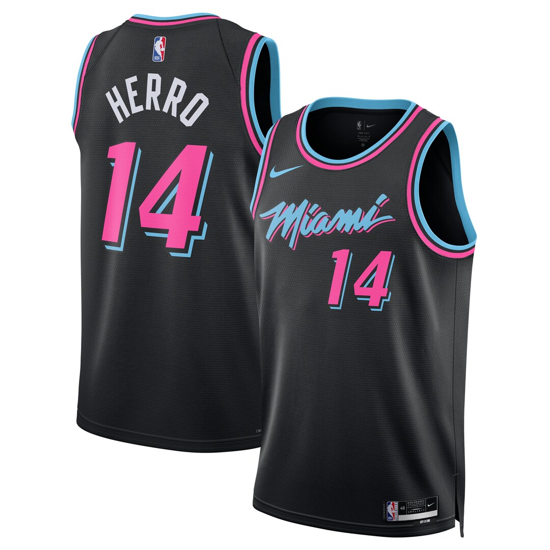 Unisex Miami Heat Tyler Herro Nike Black 2025/26 Swingman Jersey - City Edition - U-jersey