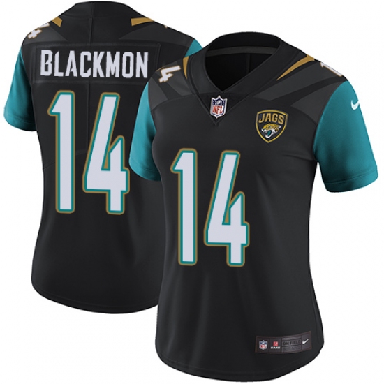 Women's Nike Jacksonville Jaguars #14 Justin Blackmon Black Alternate Vapor Untouchable Limited Player NFL Jersey - Ujersey