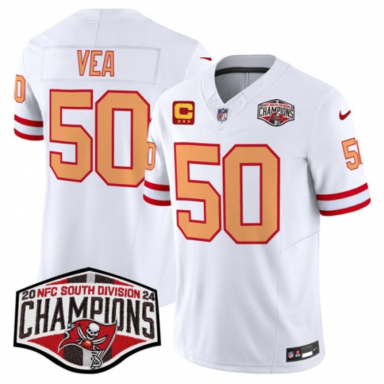 Men's Tampa Bay Buccaneers #50 Vita Vea White F.U.S.E. 2024 NFC South Champions With 3-Star C Limited Stitched Jersey - Ujersey