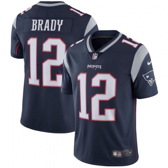 Youth Nike New England Patriots #12 Tom Brady Navy Blue Team Color Vapor Untouchable Limited Player NFL Jersey - Ujersey