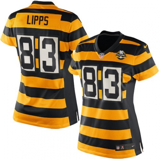 Women's Nike Pittsburgh Steelers #83 Louis Lipps Game Yellow/Black Alternate 80TH Anniversary Throwback NFL Jersey - Ujersey
