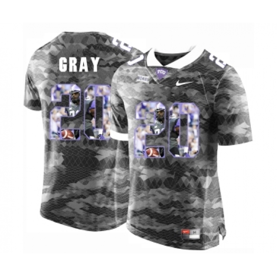 TCU Horned Frogs 20 Deante Gray Gray With Portrait Print College Football Limited Jersey - Ujersey