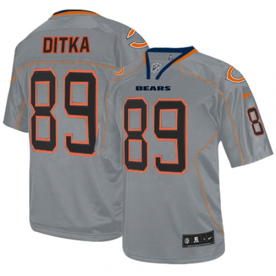 Men's Nike Chicago Bears #89 Mike Ditka Elite Lights Out Grey NFL Jersey - Ujersey
