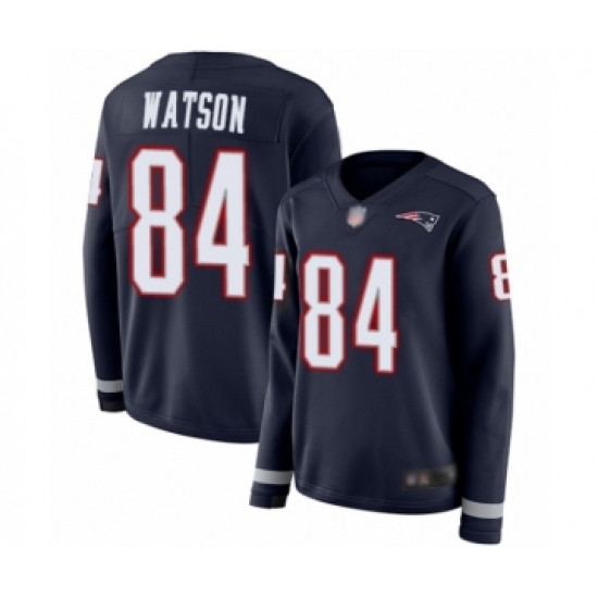 Women's New England Patriots #84 Benjamin Watson Limited Navy Blue Therma Long Sleeve Football Jersey - Ujersey