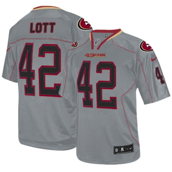 Men's Nike San Francisco 49ers #42 Ronnie Lott Elite Lights Out Grey NFL Jersey - Ujersey