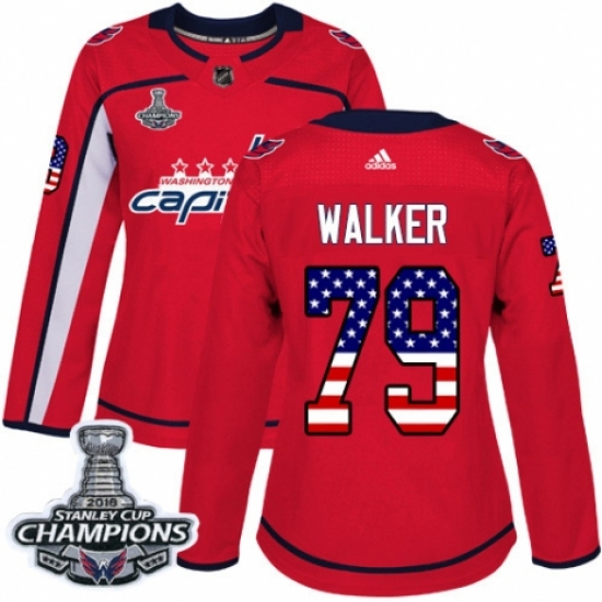 Women's Adidas Washington Capitals #79 Nathan Walker Authentic Red USA Flag Fashion 2018 Stanley Cup Final Champions NHL Jersey - Ujersey