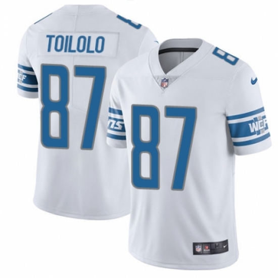 Youth Nike Detroit Lions #87 Levine Toilolo White Vapor Untouchable Limited Player NFL Jersey - Ujersey
