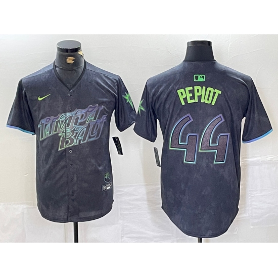 Men's Tampa Bay Rays #44 Ryan Pepiot Charcoal 2024 City Connect Limited Cool Base Jersey