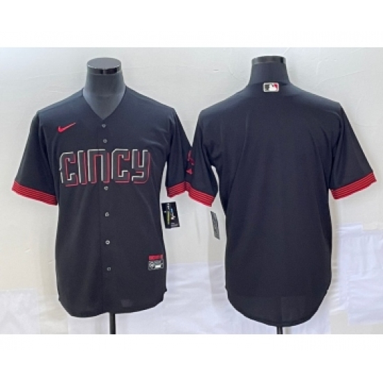 Men's Cincinnati Reds Blank Black 2023 City Connect Cool Base Stitched Jersey - Ujersey