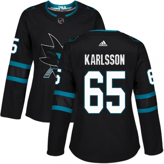 Women's Adidas San Jose Sharks #65 Erik Karlsson Premier Black Alternate NHL Jersey - Ujersey