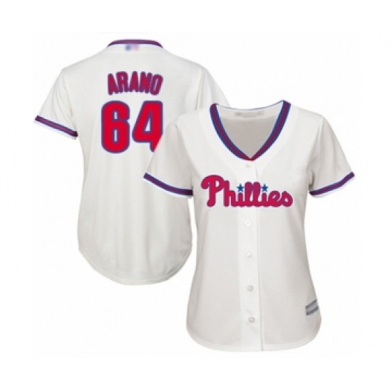 Women's Philadelphia Phillies #64 Victor Arano Authentic Cream Alternate Cool Base Baseball Player Jersey - Ujersey
