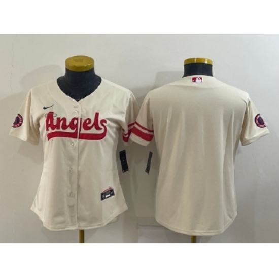 Women's Los Angeles Angels Blank Cream 2022 City Connect Cool Base Stitched Jersey - Ujersey
