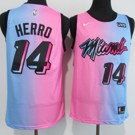 Men's Miami Heat #14 Tyler Herro Pink-Blue Swingman Basketball Jersey - Ujersey