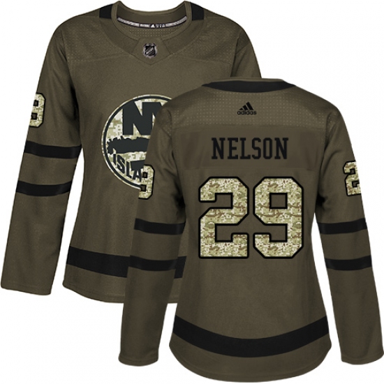 Women's Adidas New York Islanders #29 Brock Nelson Authentic Green Salute to Service NHL Jersey - Ujersey