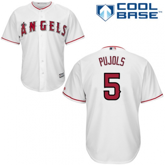 Men's Majestic Los Angeles Angels of Anaheim #5 Albert Pujols Replica White Home Cool Base MLB Jersey - Ujersey
