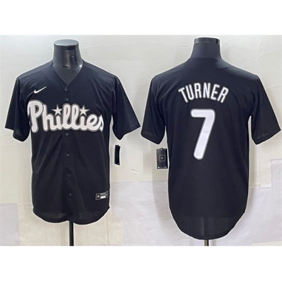 Men's Philadelphia Phillies #7 Trea Turner Black Lights Out Limited Stitched Baseball Jersey - Ujersey