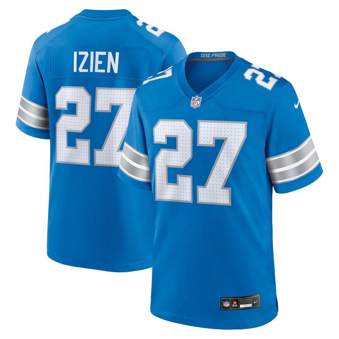 Men's Detroit Lions Christian Izien Nike Blue Team Game Jersey - Ujersey