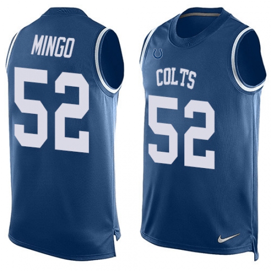 Men's Nike Indianapolis Colts #52 Barkevious Mingo Limited Royal Blue Player Name & Number Tank Top NFL Jersey - Ujersey