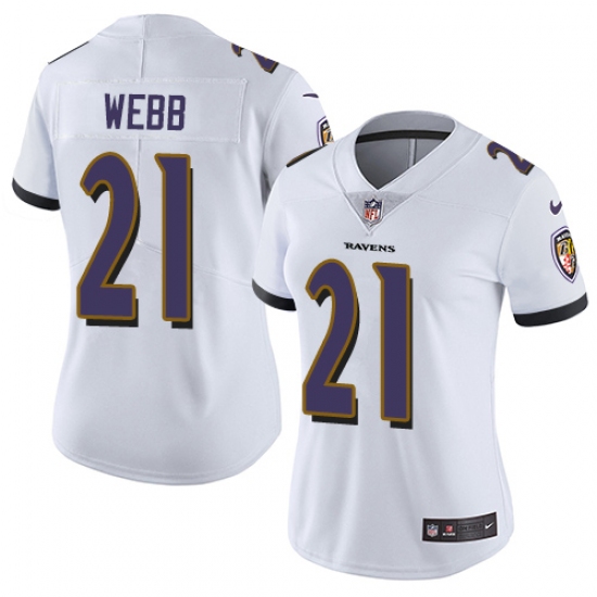Women's Nike Baltimore Ravens #21 Lardarius Webb White Vapor Untouchable Limited Player NFL Jersey - Ujersey