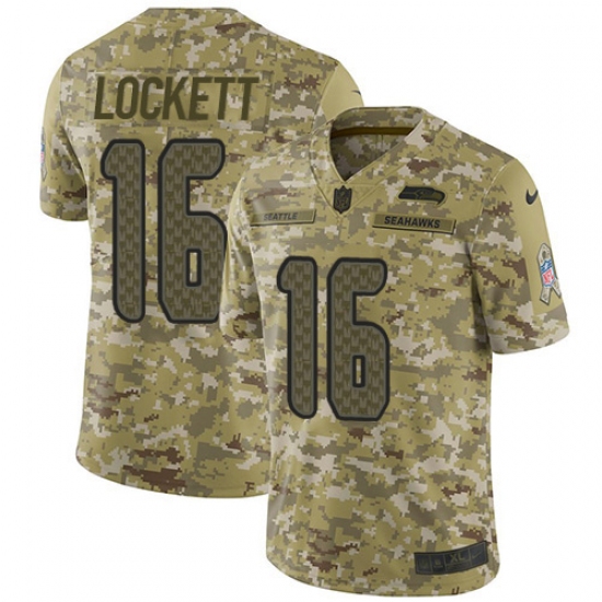 Men's Nike Seattle Seahawks #16 Tyler Lockett Limited Camo 2018 Salute to Service NFL Jersey - Ujersey
