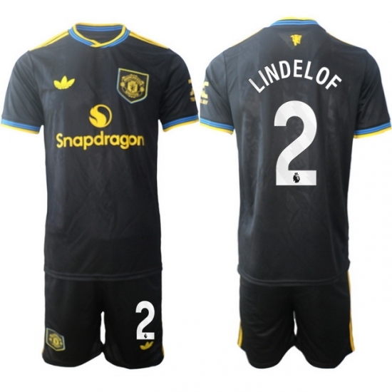 Men Manchester United 2026 Soccer Jerseys Black #2 LINDELOF