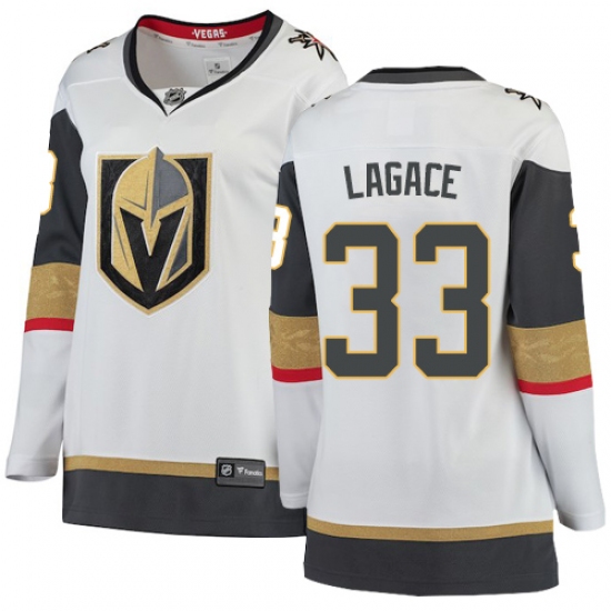 Women's Vegas Golden Knights #33 Maxime Lagace Authentic White Away Fanatics Branded Breakaway NHL Jersey - Ujersey