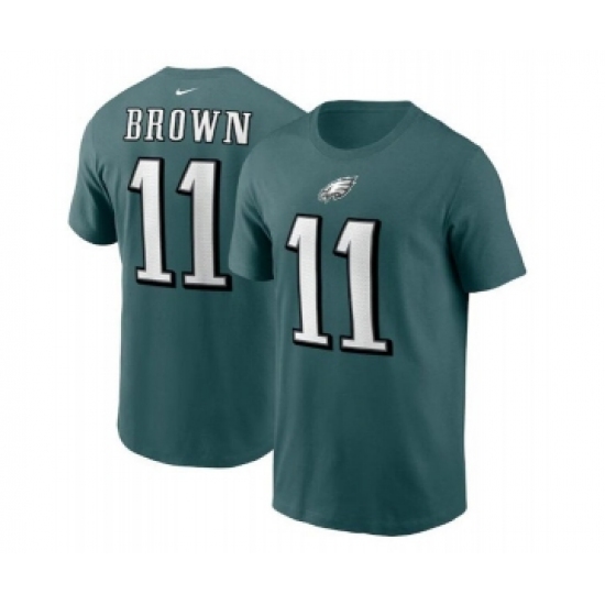 Men's Philadelphia Eagles #11 A. J. Brown 2022 Green Name & Number T-Shirt - Ujersey
