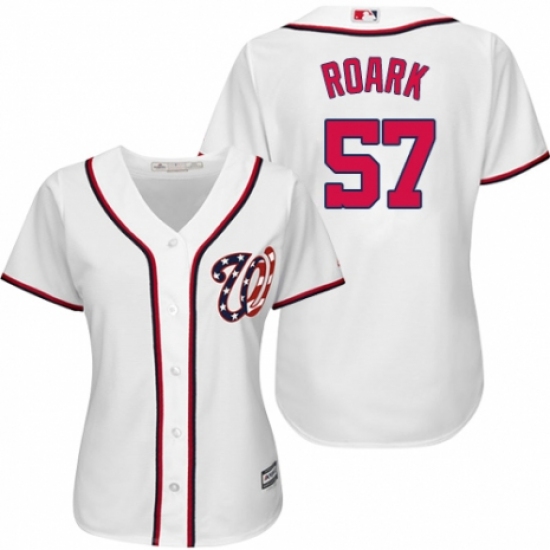Women's Majestic Washington Nationals #57 Tanner Roark Authentic White Home Cool Base MLB Jersey - Ujersey