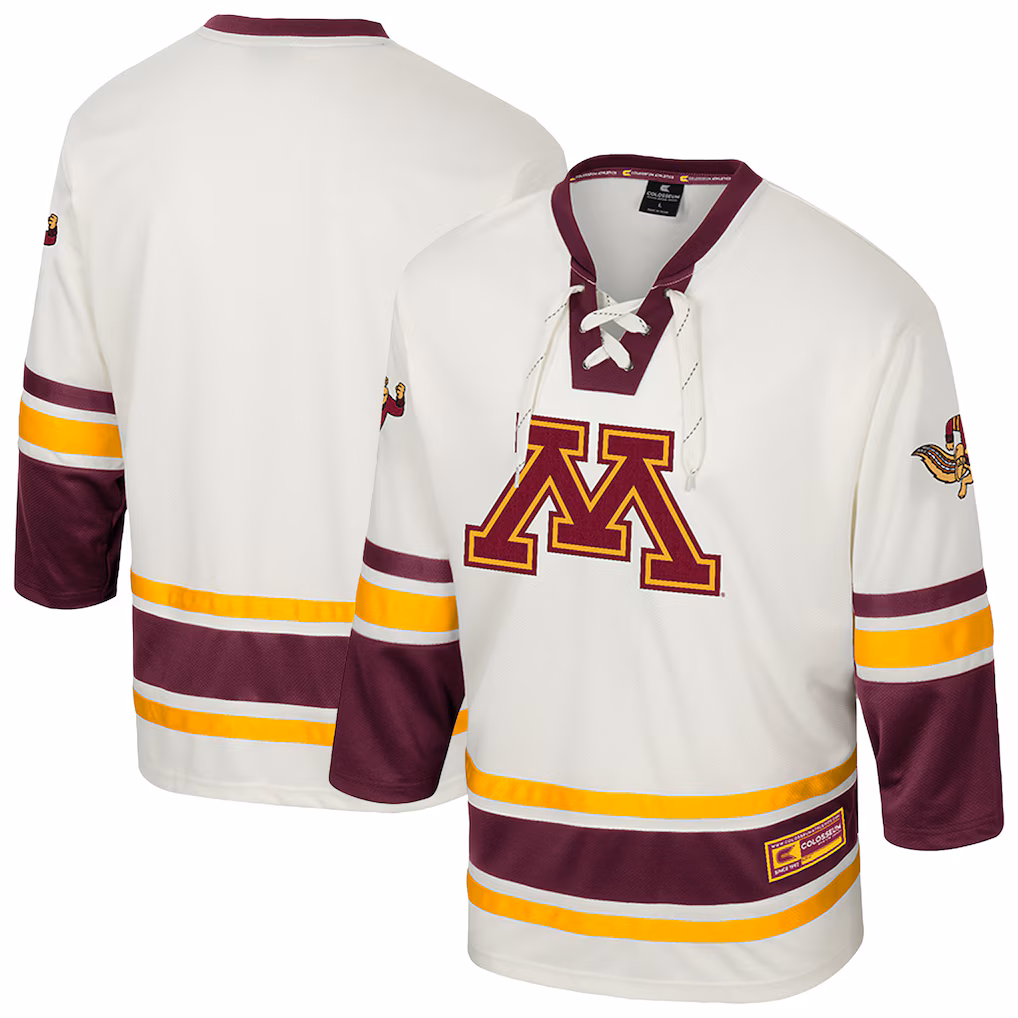 Men's Colosseum Cream Minnesota Golden Gophers Puck Proud Fashion Hockey Jersey - Ujersey Shop