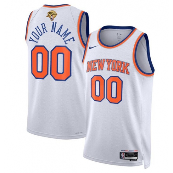 Men's New Yok Knicks Active Player Custom White 2026 Finals Patch Association Edition Stitched Basketball Jersey