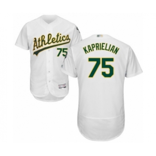 Men's Oakland Athletics #75 James Kaprielian White Home Flex Base Authentic Collection Baseball Player Jersey - Ujersey