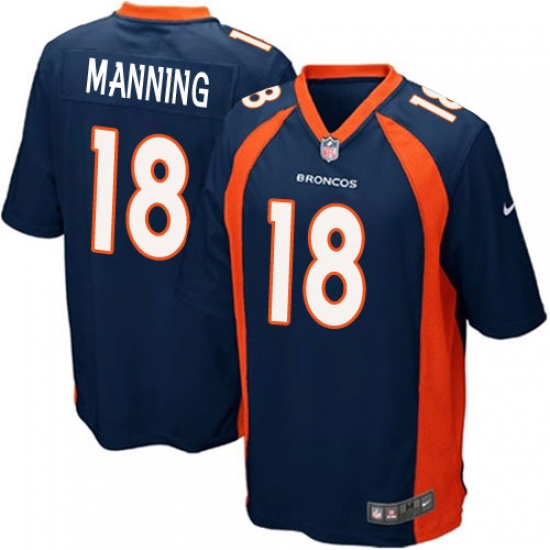Men's Nike Denver Broncos #18 Peyton Manning Game Navy Blue Alternate NFL Jersey - Ujersey