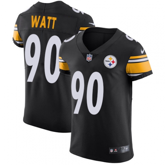 Men's Nike Pittsburgh Steelers #90 T. J. Watt Black Team Color Vapor Untouchable Elite Player NFL Jersey - Ujersey