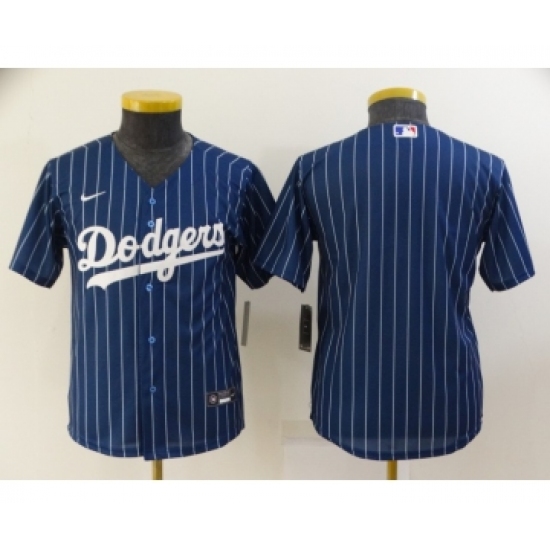 Youth Los Angeles Dodgers Blank Navy Blue Pinstripe Stitched MLB Cool Base Nike Jersey - Ujersey