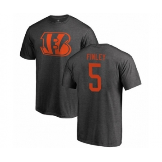 Football Cincinnati Bengals #5 Ryan Finley Ash One Color T-Shirt - Ujersey