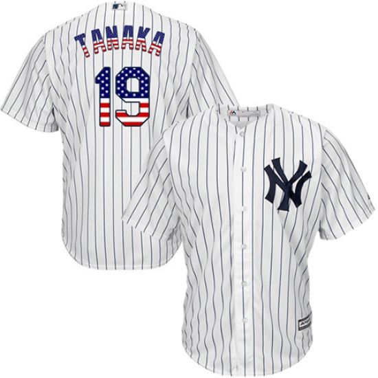 Men's Majestic New York Yankees #19 Masahiro Tanaka Replica White USA Flag Fashion MLB Jersey - Ujersey