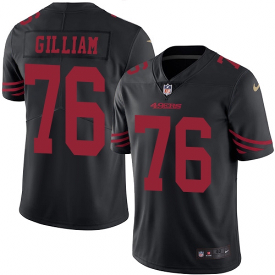 Men's Nike San Francisco 49ers #76 Garry Gilliam Elite Black Rush Vapor Untouchable NFL Jersey - Ujersey