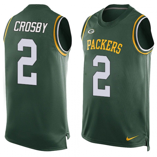 Men's Nike Green Bay Packers #2 Mason Crosby Limited Green Player Name & Number Tank Top NFL Jersey - Ujersey