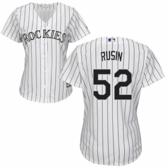 Women's Majestic Colorado Rockies #52 Chris Rusin Authentic White Home Cool Base MLB Jersey - Ujersey