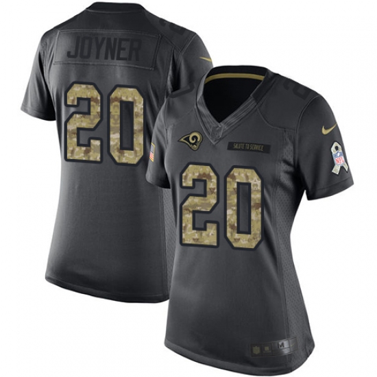 Women's Nike Los Angeles Rams #20 Lamarcus Joyner Limited Black 2016 Salute to Service NFL Jersey - Ujersey