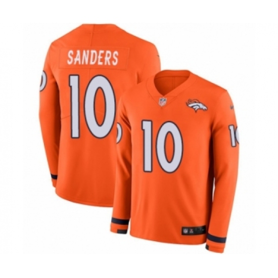 Youth Nike Denver Broncos #10 Emmanuel Sanders Limited Orange Therma Long Sleeve NFL Jersey - Ujersey