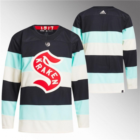 Men's Seattle Kraken Blank Deep Sea Blue 2024 Winter Classic Primegreen Stitched Jersey - Ujersey