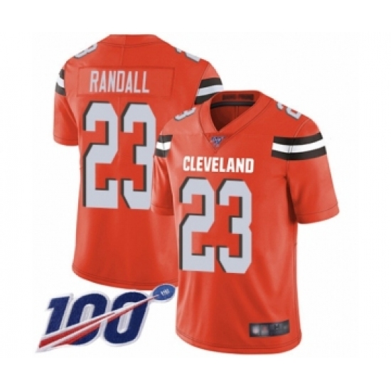 Men's Cleveland Browns #23 Damarious Randall Orange Alternate Vapor Untouchable Limited Player 100th Season Football Jersey - Ujersey