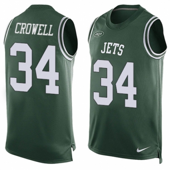 Men's Nike New York Jets #34 Isaiah Crowell Limited Green Player Name & Number Tank Top NFL Jersey - Ujersey